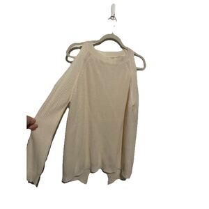 Fashion‎ Nova Cold Shoulder Open Back Sweater - Ivory White Size Large